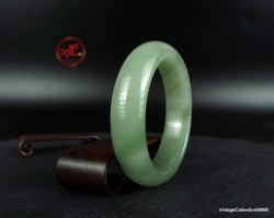 Brazalete de aventurina verde pálido de 57,8 mm (2,27 in), brazalete rígido de piedra verde pálido, brazalete rígido