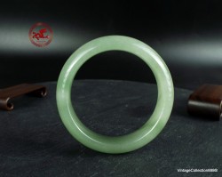 Brazalete de aventurina verde pálido de 57,8 mm (2,27 in), brazalete rígido de piedra verde pálido, brazalete rígido