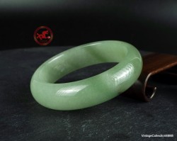 Brazalete de aventurina verde pálido de 57,8 mm (2,27 in), brazalete rígido de piedra verde pálido, brazalete rígido