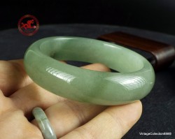 Brazalete de aventurina verde pálido de 57,8 mm (2,27 in), brazalete rígido de piedra verde pálido, brazalete rígido