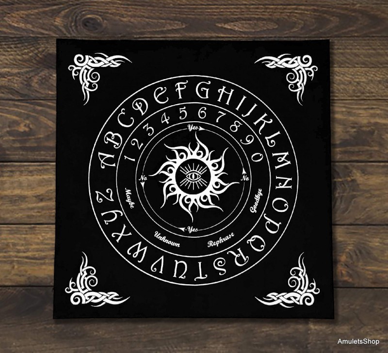 Pendulum Tablecloth 19.6x19.6" - 50x50cm, Alphabetical board, Tarot Tablecloth, Black velvet Tablecloth for Pendulum, ouija,