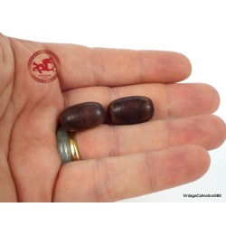 2x Old Tibetan Dzi Agate Beads with "3 Eyes" Pattern,  Tibetan agate prayer bead,  tribal Dzi beads,  tibetan amulet