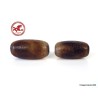 2x Old Tibetan Dzi Agate Beads "Tiger Tooth" Pattern, powerful dzi, Tibetan agate prayer bead, tribal Dzi beads