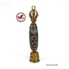 Powerful and old Agate DZI bead, Tibetan DZI "5 Eyes" wedged between Vajra and Ghanta or bell, Tibetan agate bead