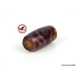 Small and rare agate bead Dzi 3 "Eyed Tiger Tooth",  Tibetan DZI bead amulet,  Tibetan agate bead,  tribal Dzi beads