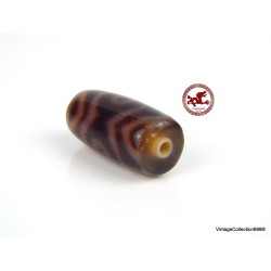 Small and rare agate bead Dzi 3 "Eyed Tiger Tooth",  Tibetan DZI bead amulet,  Tibetan agate bead,  tribal Dzi beads