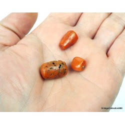 Lote 3x Coral rojo natural antiguo de 24,5 quilates - 4,9 g, piezas antiguas de coral rojo, natural sin tratar