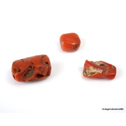 Lote 3x Coral rojo natural antiguo de 24,5 quilates - 4,9 g, piezas antiguas de coral rojo, natural sin tratar