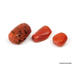 Lote 3x Coral rojo natural antiguo de 24,5 quilates - 4,9 g, piezas antiguas de coral rojo, natural sin tratar