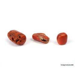 Lote 3x Coral rojo natural antiguo de 24,5 quilates - 4,9 g, piezas antiguas de coral rojo, natural sin tratar