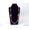 Jade and Coral Necklace,  Necklace with Jadeite Jade and Nephrite Jade beads,  925 Silver and Fake Orange 68.5cm-27"