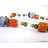 Jade and Coral Necklace,  Necklace with Jadeite Jade and Nephrite Jade beads,  925 Silver and Fake Orange 68.5cm-27"