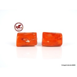 Cuentas de coral rojo azafrán grandes, juego de 2 cuentas de coral rojo en barril, cuentas de coral rojo ,  33,85 ct - 6,81 g