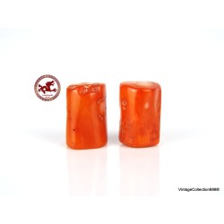 Cuentas de coral rojo azafrán grandes, juego de 2 cuentas de coral rojo en barril, cuentas de coral rojo ,  33,85 ct - 6,81 g