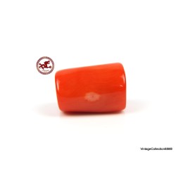 Large Red Coral Bead,  Red Coral Barrel Bead,  Pierced Red Coral Bead,  drilled red Coral bead of 4gr - 20ct