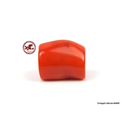 Large Red Coral Bead,  Red Coral Barrel Bead,  Pierced Red Coral Bead,  drilled red Coral bead of 3.38gr - 16.90ct