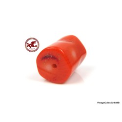 Large Red Coral Bead,  Red Coral Barrel Bead,  Pierced Red Coral Bead,  drilled red Coral bead of 3.38gr - 16.90ct