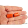 Cuentas grandes de coral rojo azafrán, juego de 2 cuentas de coral rojo en forma de barril, 43,55 ct