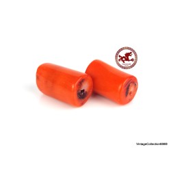 Cuentas grandes de coral rojo azafrán, juego de 2 cuentas de coral rojo en forma de barril, 43,55 ct