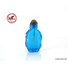 Antique Chinese Snuff Bottle Carved in blue Glass with Elephant,  base in the shape of elephant legs