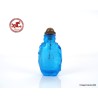 Antique Chinese Snuff Bottle Carved in blue Glass with Elephant,  base in the shape of elephant legs