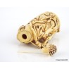 Antique Chinese Snuff Bottle,  Bone Snuff bottle Hand Carved Butterfly and Vegetation with signature on Base,  Carved Bone