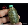 Antique Qing Dynasty SNUFF BOTTLE chinese 19th Century with green Jade stopper,  Old Snuff Bottle carved in hard stone