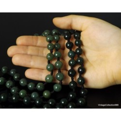 Cord necklace with Natural Jadeite Jade knotted beads 7mm-0.27" diameter round or barrel. Necklace of Jade beads